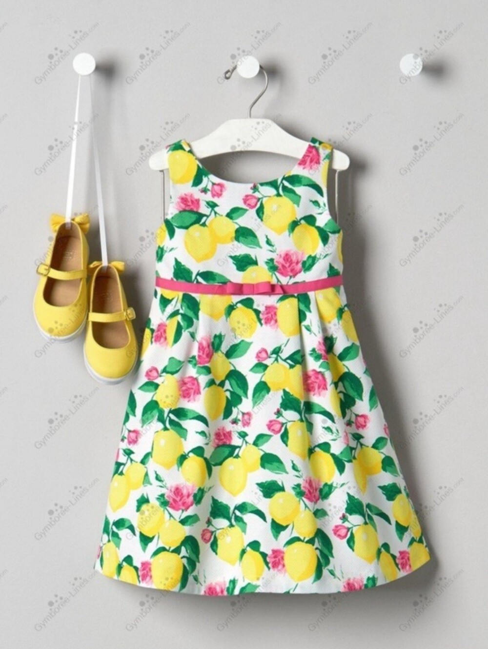 Janie & Jack "Lemon Cafe" lemon print pique dress